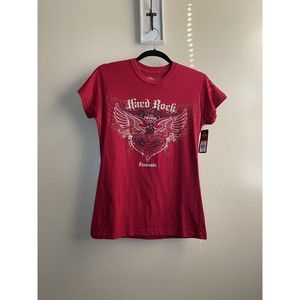 New Hard Rock Foxwoods Women’s Red V-neck Short Sleeve Shirt Sz S